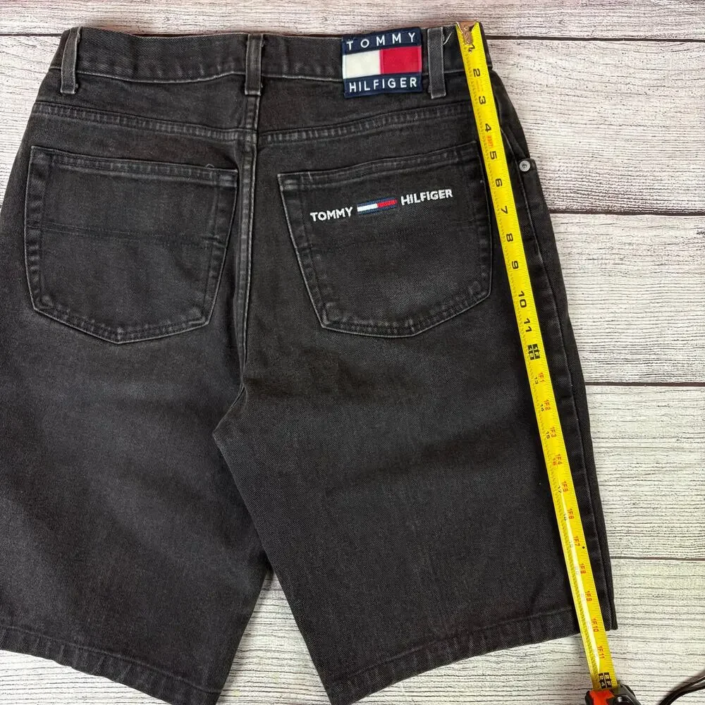 Vintage 1990s Tommy Hilfiger Black Denim Jean Shorts